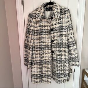London Fog Women's Cream and Black Tweed Coat